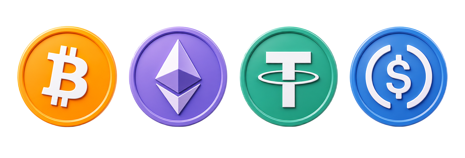 Bitcoin, Ethereum, USDT and USDC